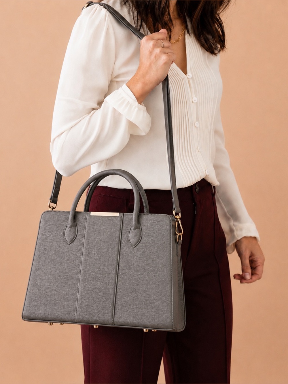 Shae New With Tags Acquisition Work Tote Grey with Gold Hardware STURDY